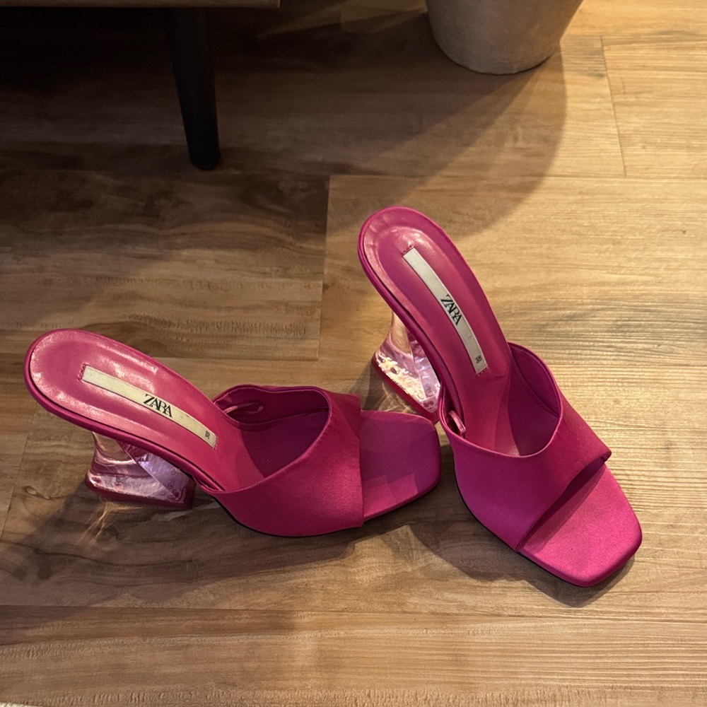 Zara Vibrant Pink Heeled Sandals